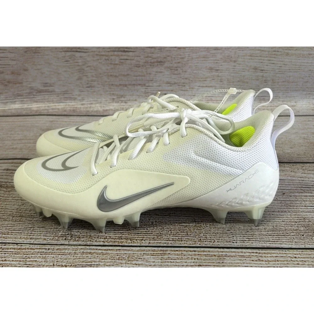 Nike Alpha Huarache 8 Pro White Silver Lacrosse Cleats CW4439-100 Mens 10 NWOB